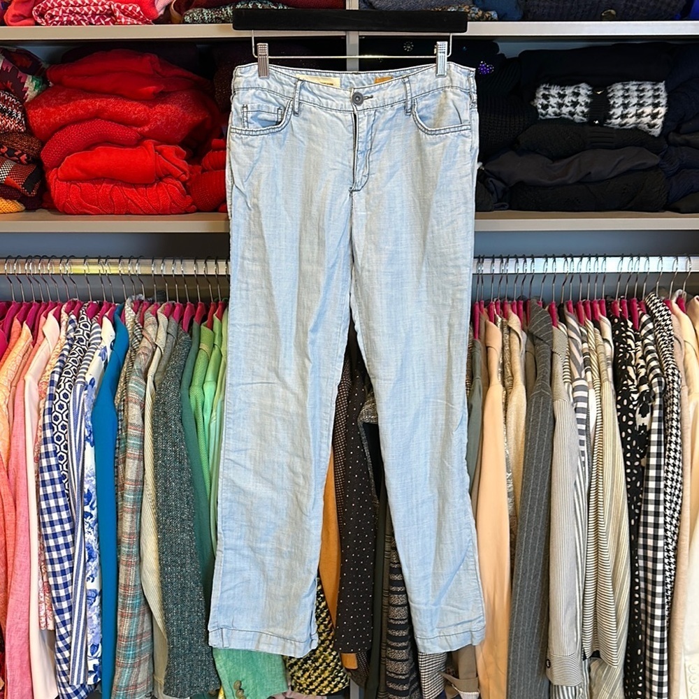 Pilcro and the Letterpress light blue chambray pants size 27